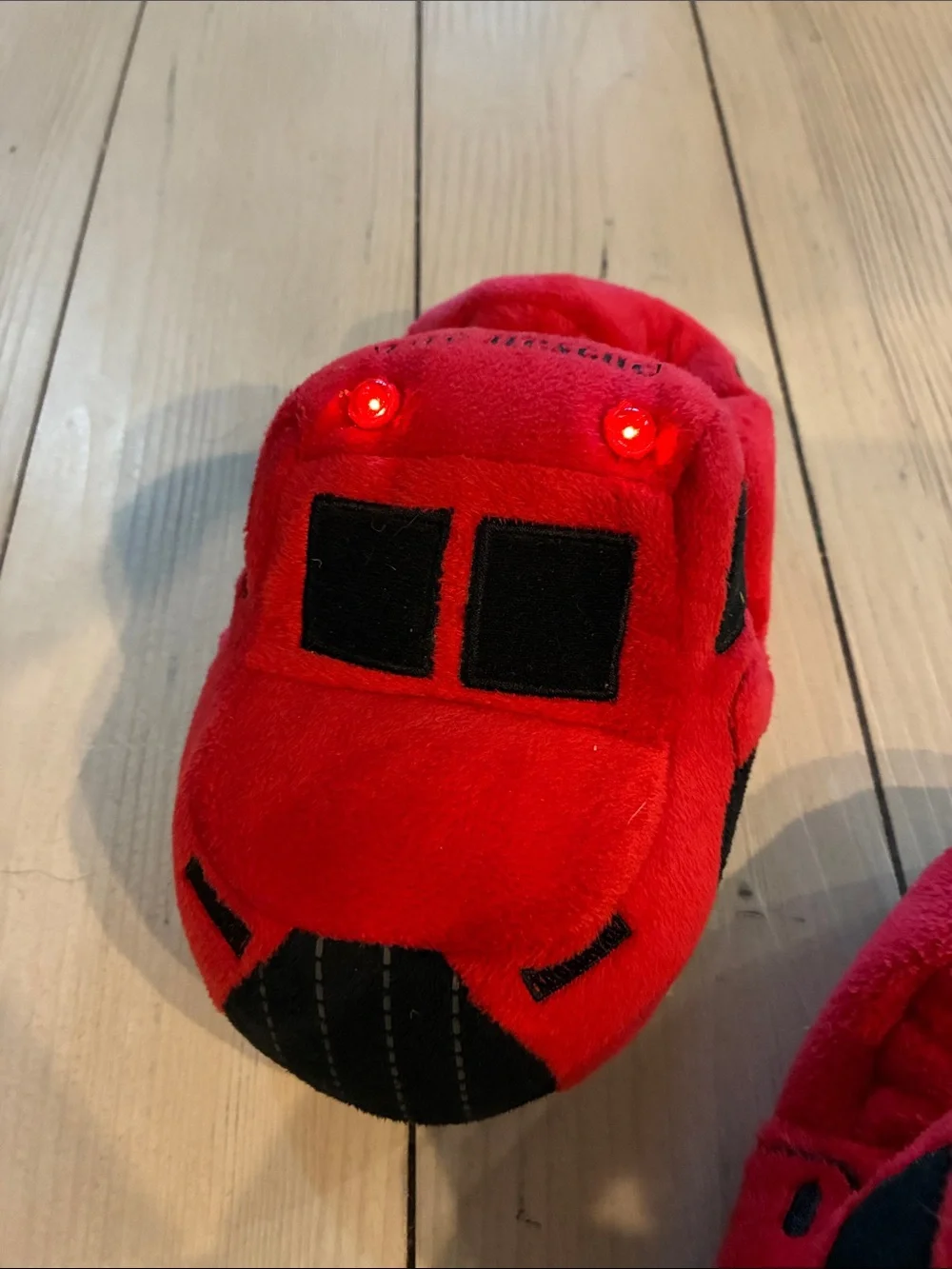 Stride Rite Red Plush Car Slippers for Kids